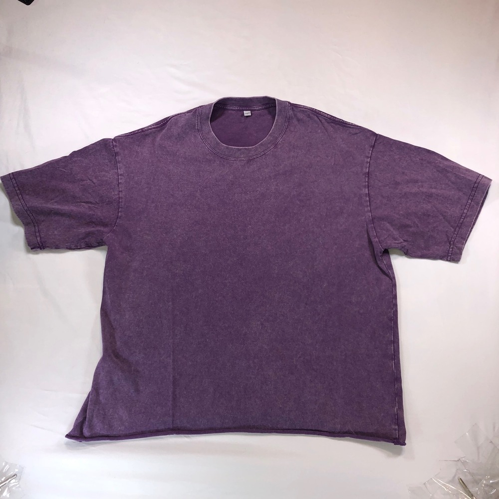 Purple Acid Wash Cotton Boxy T-Shirt Mens Large Streetwear Short Sleeve Tee